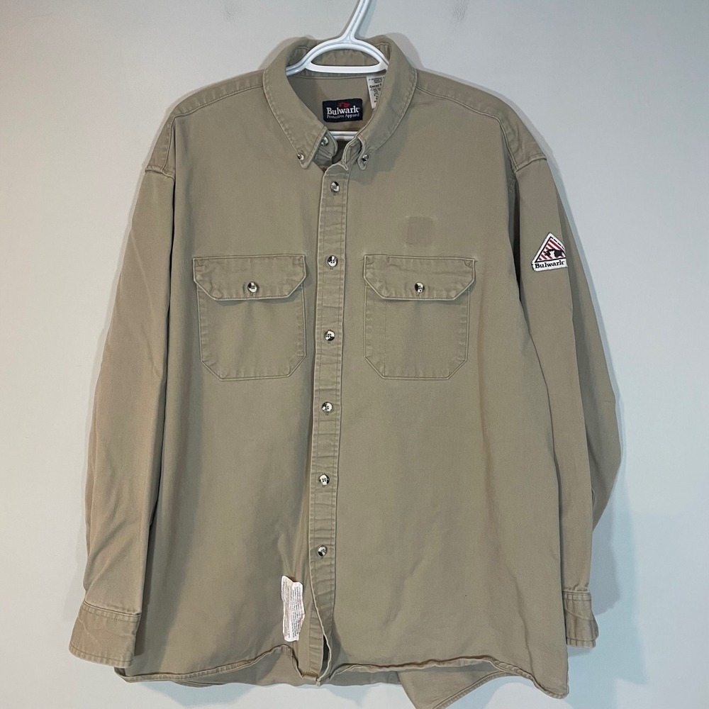 Bulwark FR Khaki Flame Resistant Work Shirt Mens XL-RG Excel‎ FR ComforTouch